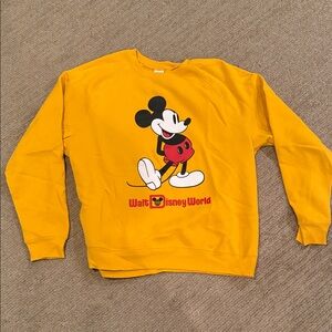Men’s vintage Disney Yellow Crewneck Sweater with Mickey Mouse; size XL
